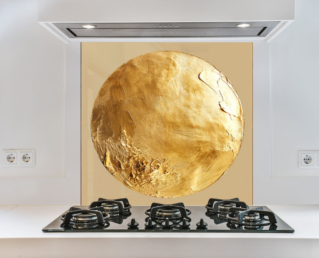 Golden Sun - Tempered Glass Kitchen Backsplash-BacksplashArtworks