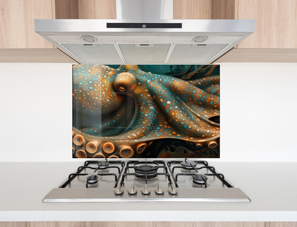 Enchanting Octopus – Glass Kitchen Backsplash-BacksplashArtworks