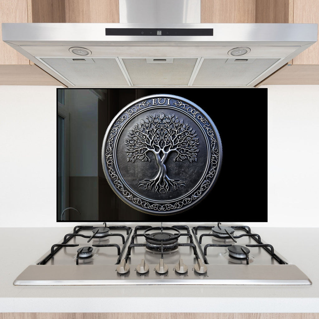 Metal Tree of Life Glass Kitchen Backsplash-BacksplashArtworks