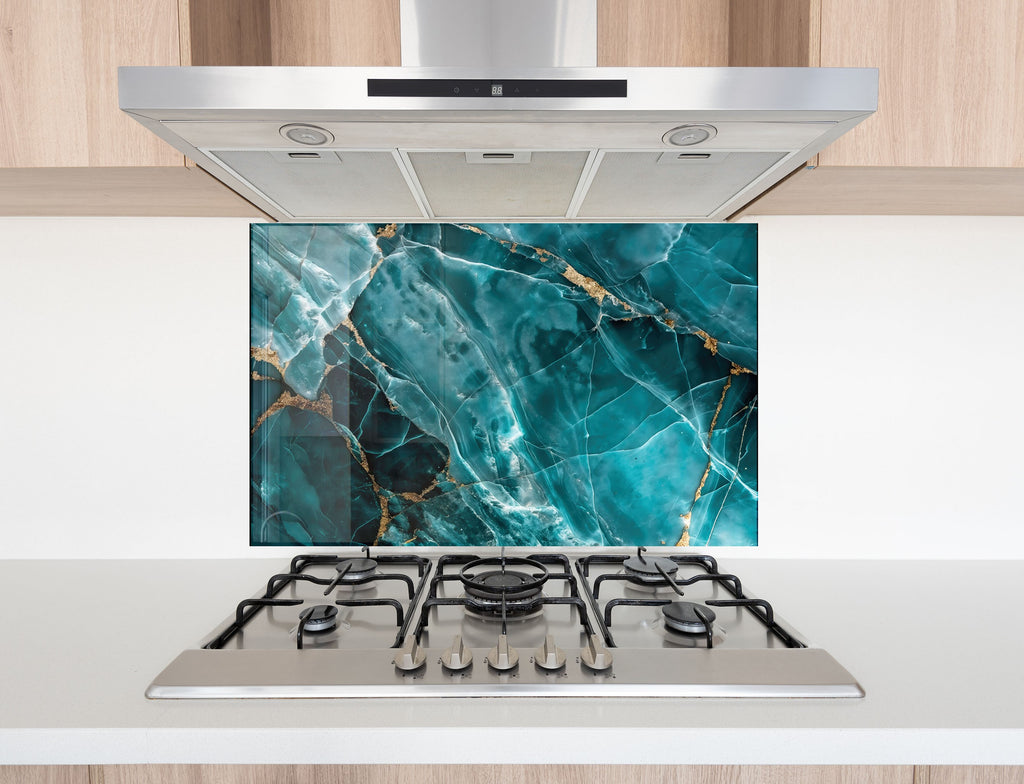 Deep Emerald Marble - Glass Kitchen Backsplash-BacksplashArtworks