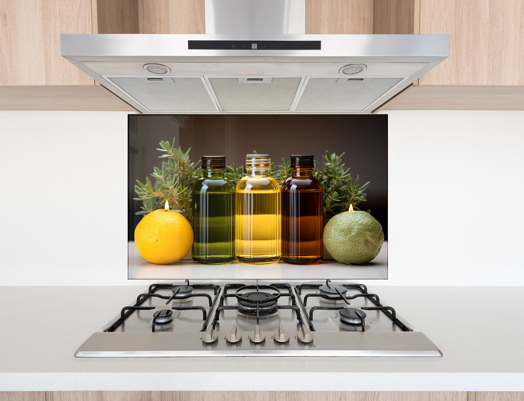 Olive Oil Glass Kitchen Backsplash – Citrus and Herb Infused Design-BacksplashArtworks