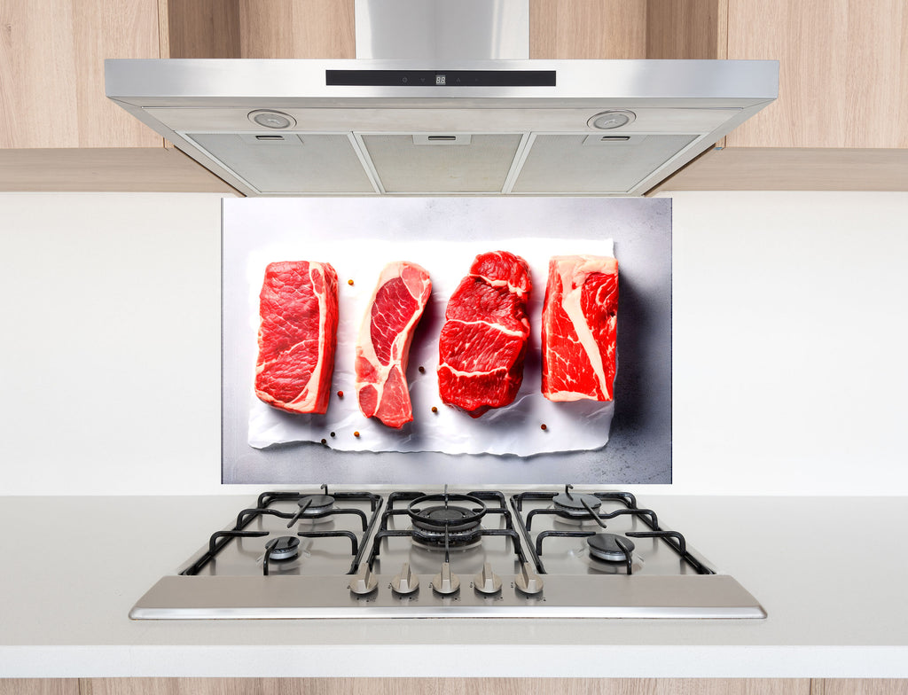 Raw Meat - Glass Kitchen Backsplash-BacksplashArtworks