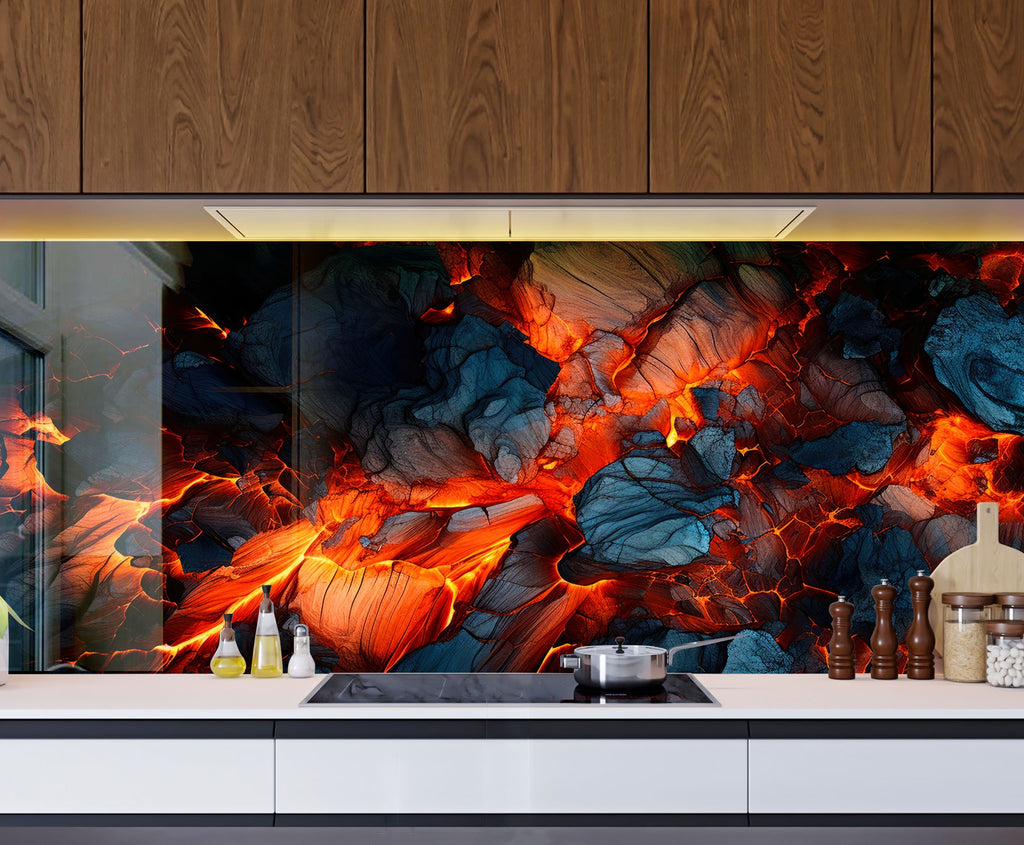 Volcanic Fury – Glass Kitchen Backsplash-BacksplashArtworks
