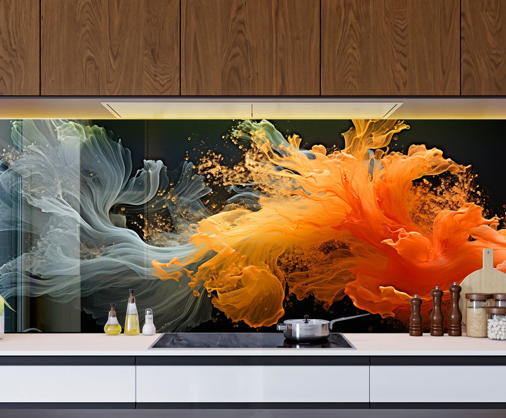 Vivid Burst Artistic - Glass Kitchen Backsplash-BacksplashArtworks