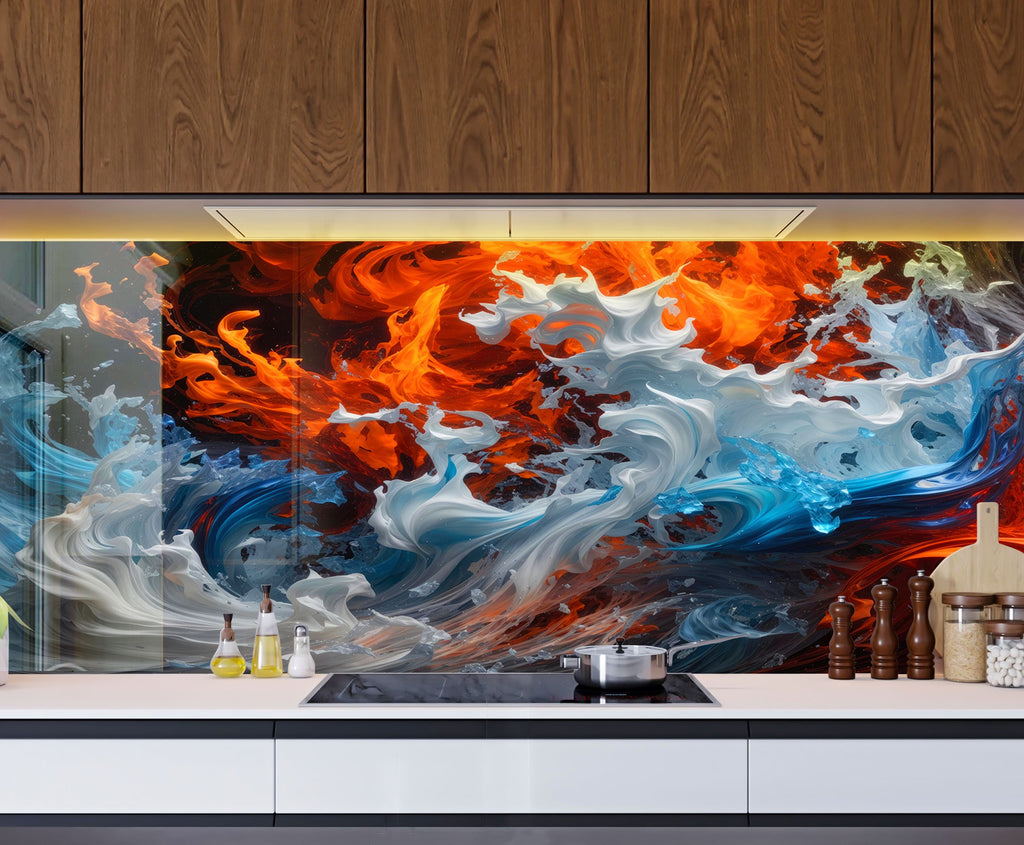 Inferno & Ice – Glass Kitchen Backsplash-BacksplashArtworks