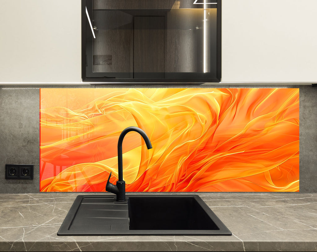 Flame Flow – Glass Kitchen Backsplash-BacksplashArtworks