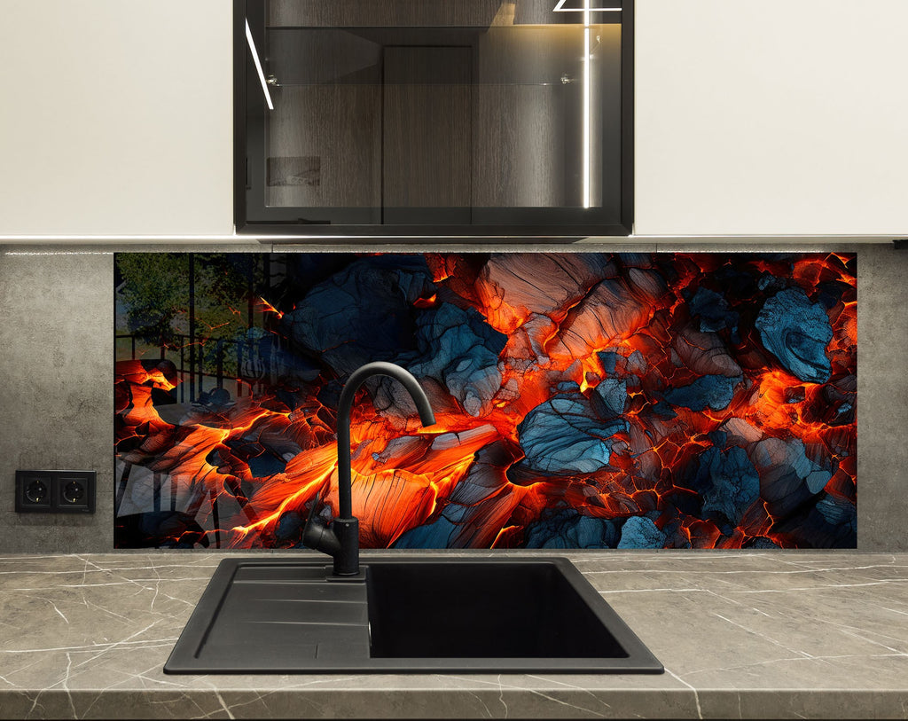 Volcanic Fury – Glass Kitchen Backsplash-BacksplashArtworks