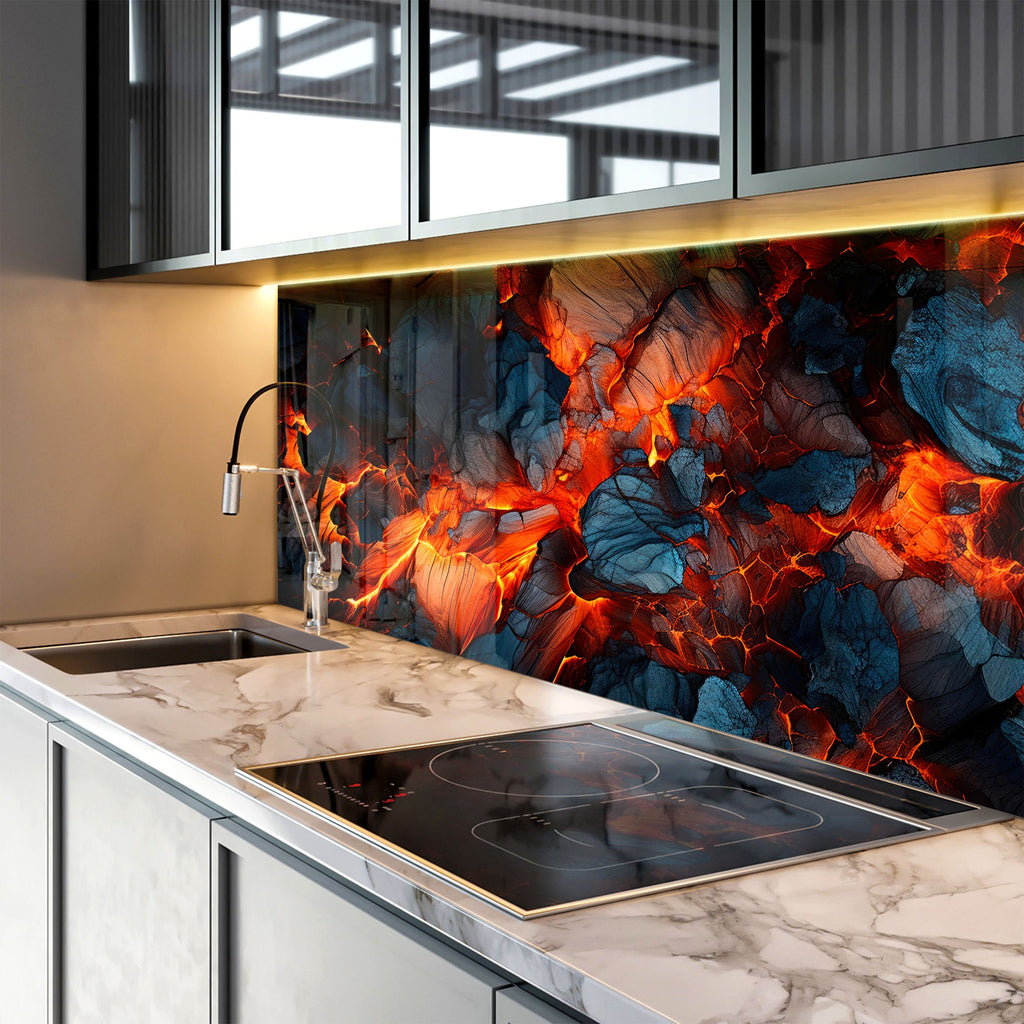 Volcanic Fury – Glass Kitchen Backsplash-BacksplashArtworks