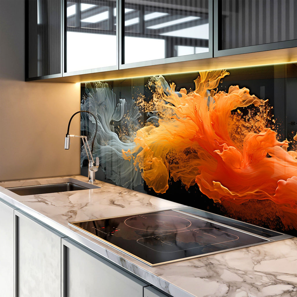 Vivid Burst Artistic - Glass Kitchen Backsplash-BacksplashArtworks