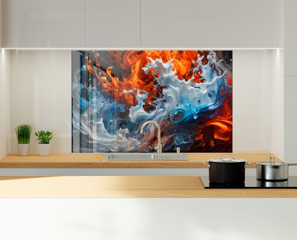 Inferno & Ice – Glass Kitchen Backsplash-BacksplashArtworks