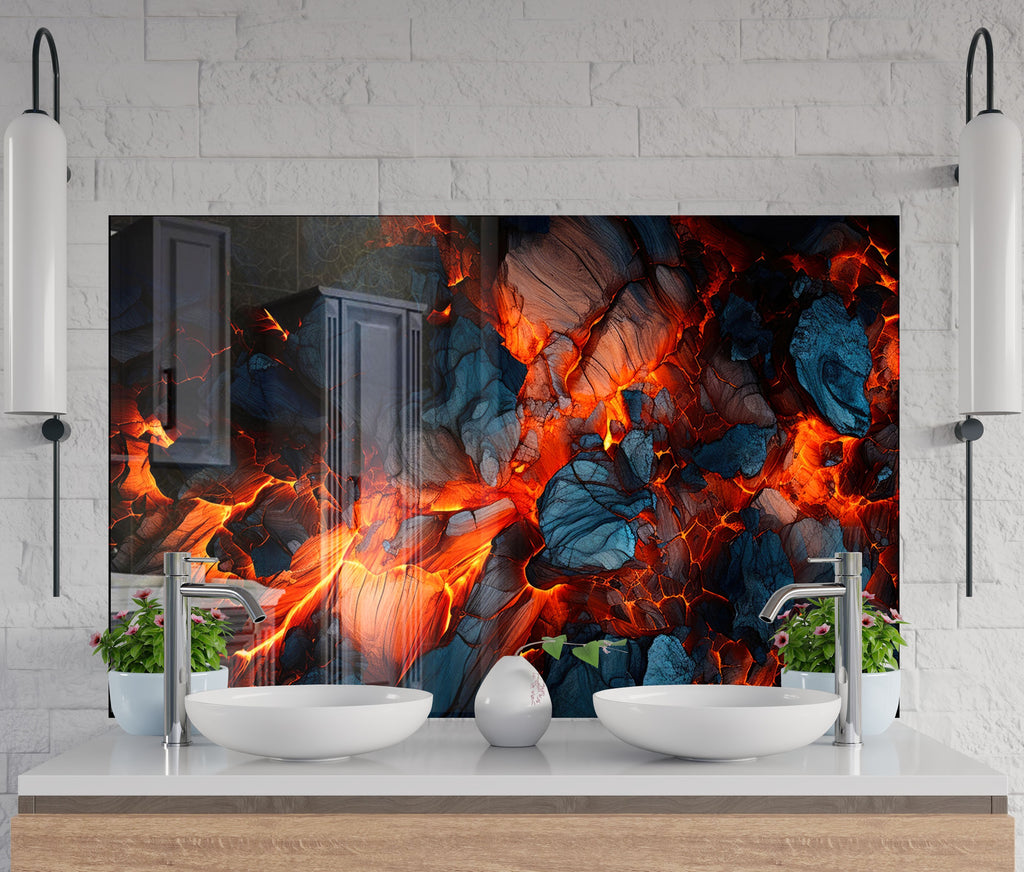 Volcanic Fury – Glass Kitchen Backsplash-BacksplashArtworks