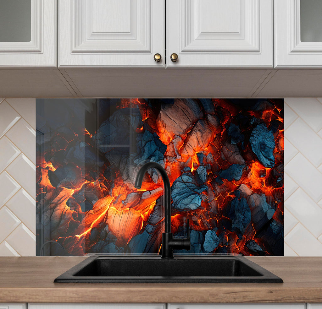 Volcanic Fury – Glass Kitchen Backsplash-BacksplashArtworks