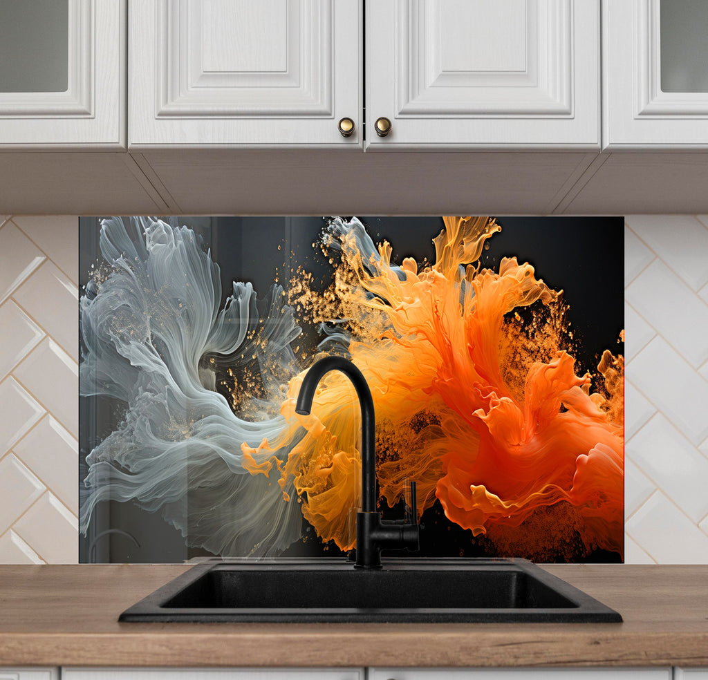 Vivid Burst Artistic - Glass Kitchen Backsplash-BacksplashArtworks
