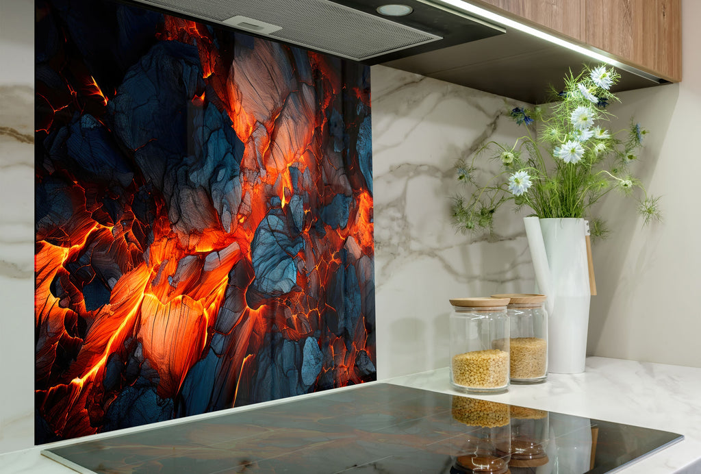 Volcanic Fury – Glass Kitchen Backsplash-BacksplashArtworks
