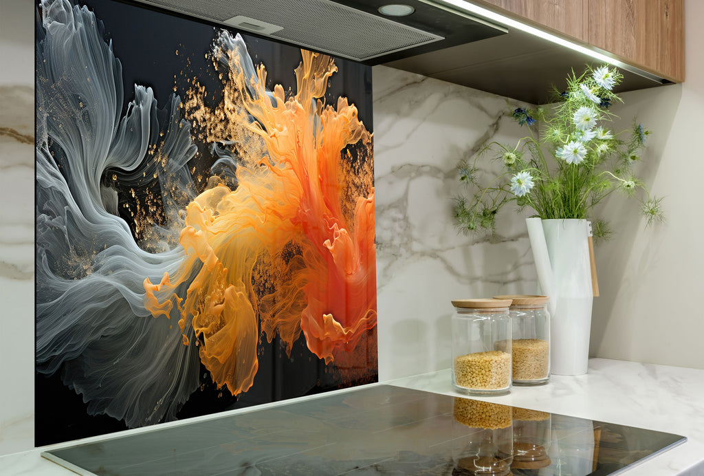Vivid Burst Artistic - Glass Kitchen Backsplash-BacksplashArtworks