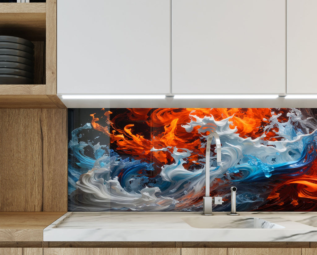 Inferno & Ice – Glass Kitchen Backsplash-BacksplashArtworks