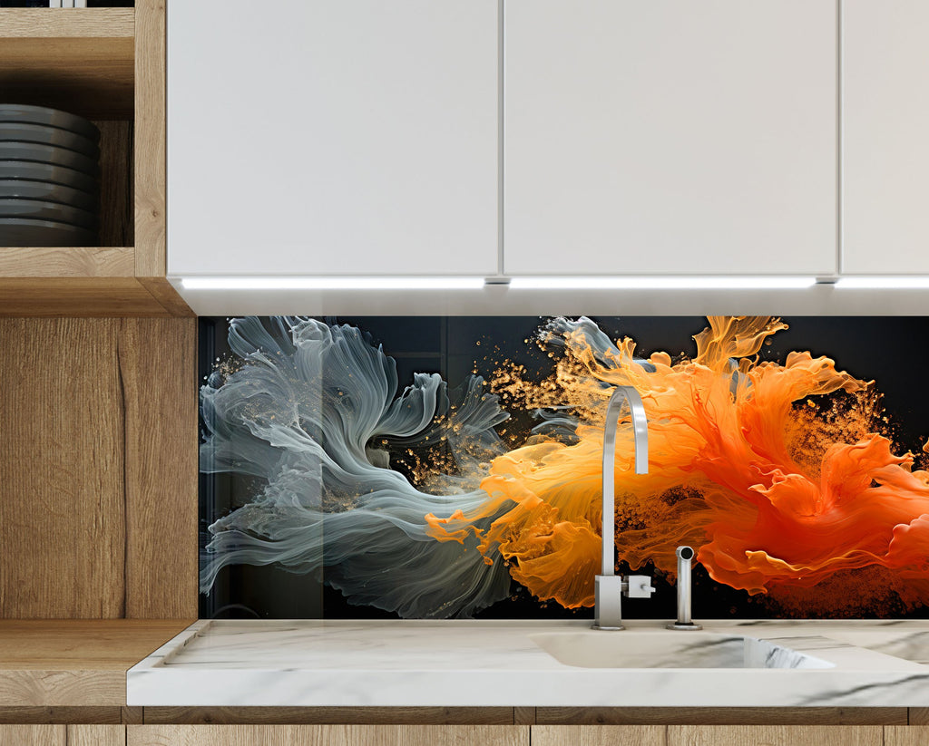 Vivid Burst Artistic - Glass Kitchen Backsplash-BacksplashArtworks
