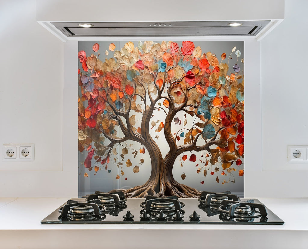 Autumn Elegance Luxurious - Glass Kitchen Backsplash-BacksplashArtworks
