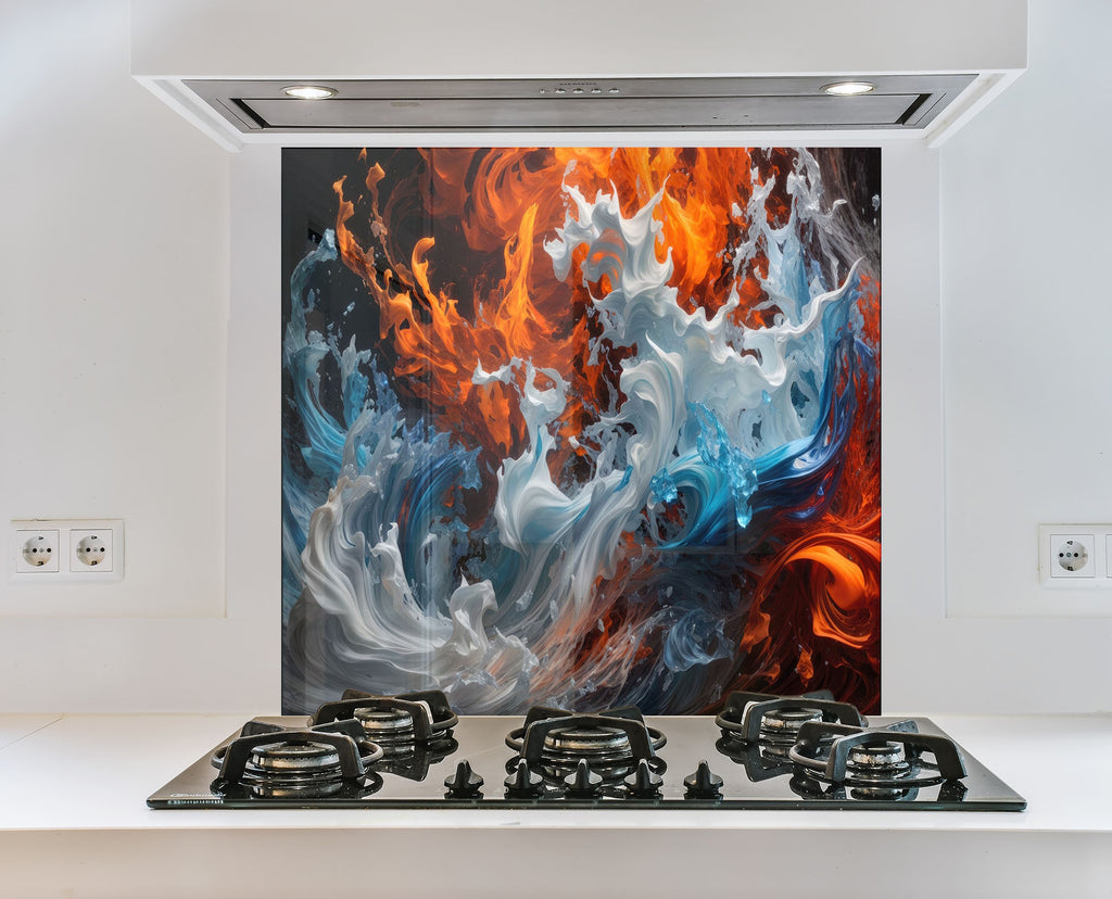 Inferno & Ice – Glass Kitchen Backsplash-BacksplashArtworks