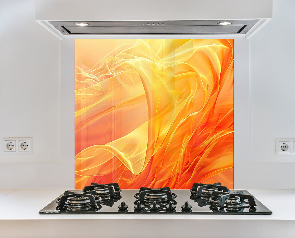 Flame Flow – Glass Kitchen Backsplash-BacksplashArtworks
