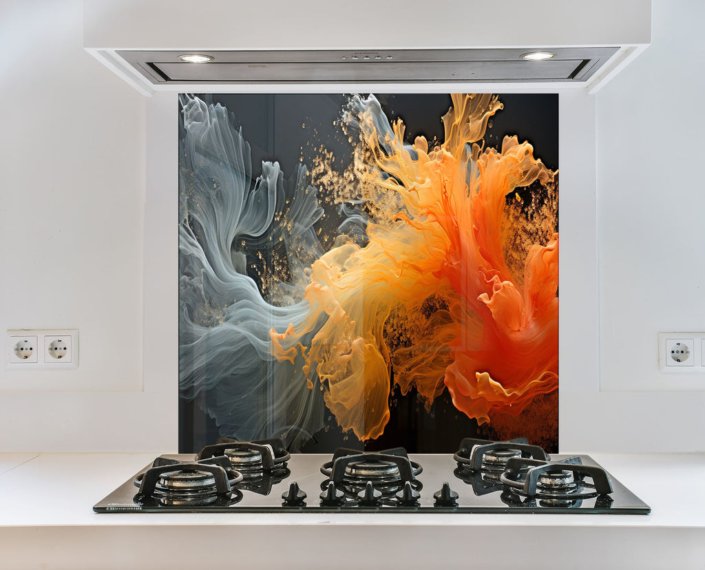 Vivid Burst Artistic - Glass Kitchen Backsplash-BacksplashArtworks