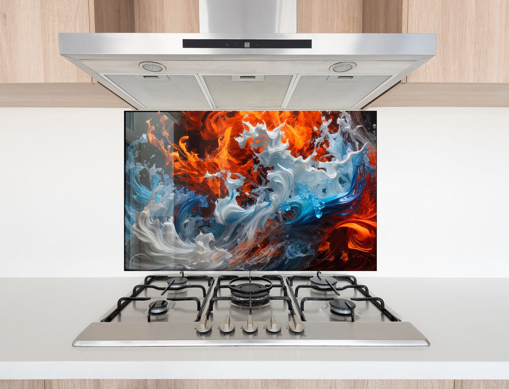 Inferno & Ice – Glass Kitchen Backsplash-BacksplashArtworks