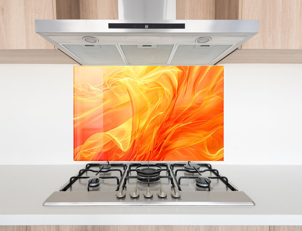 Flame Flow – Glass Kitchen Backsplash-BacksplashArtworks