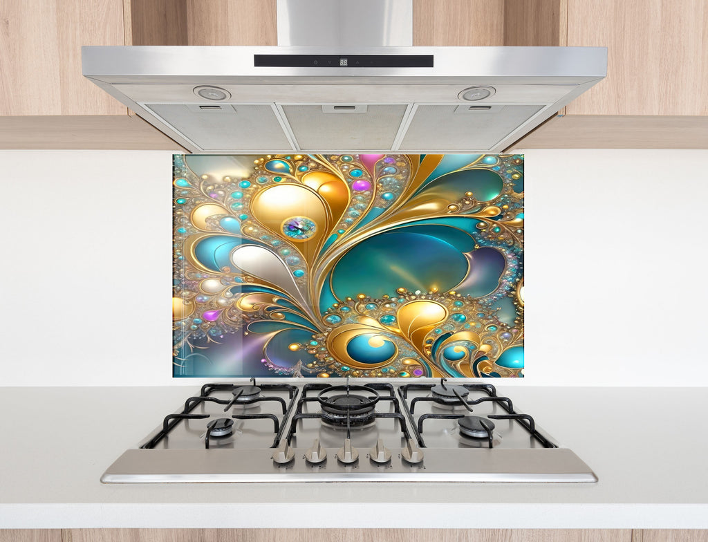 Opulent Jewel Swirl - Glass Kitchen Backsplash-BacksplashArtworks
