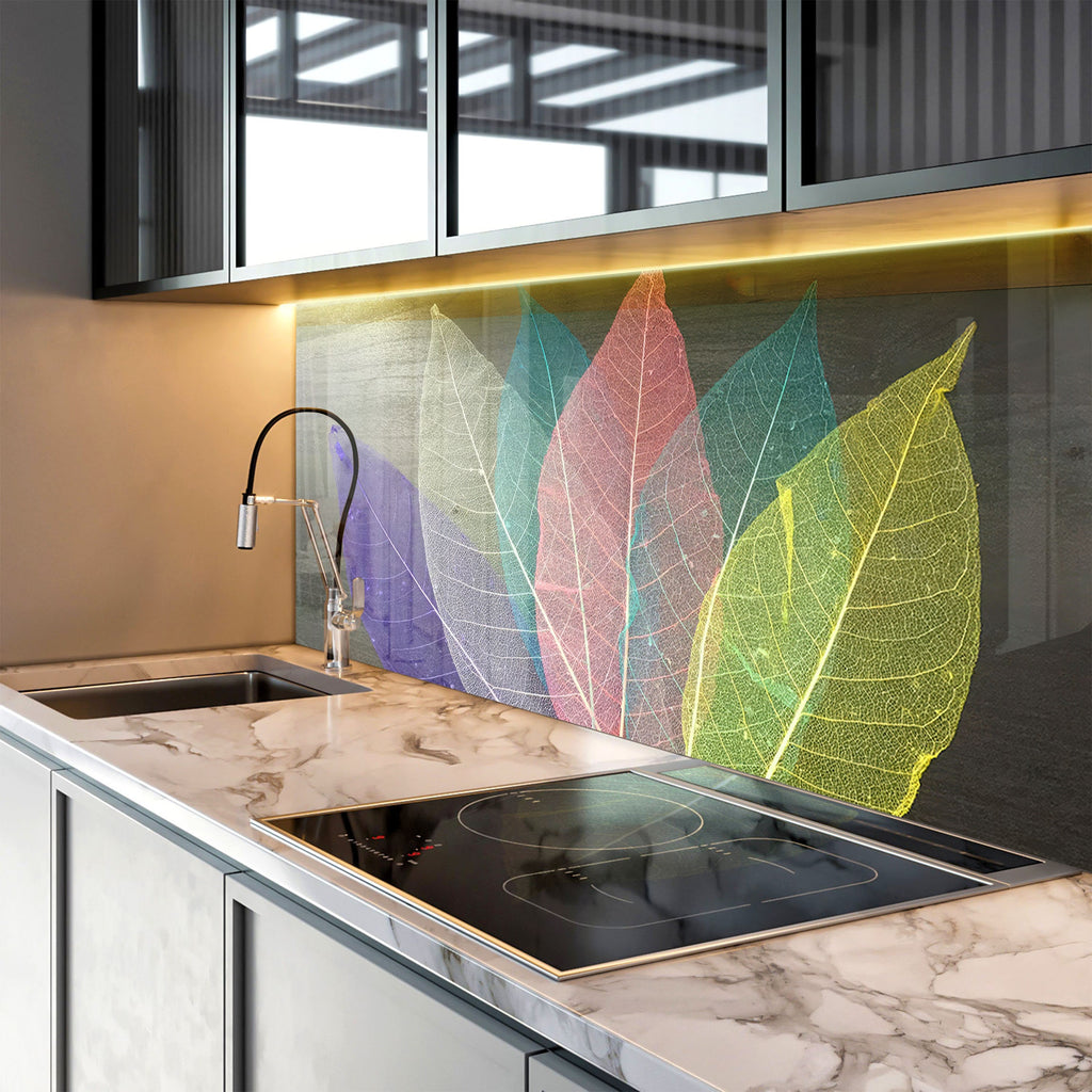 Leaves Tempered Glass Backsplash-BacksplashArtworks