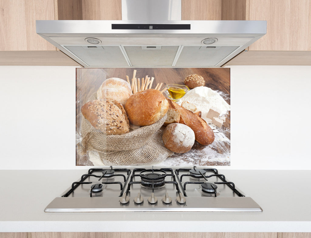 Rustic Bread Selection – Glass Kitchen Backsplash-BacksplashArtworks