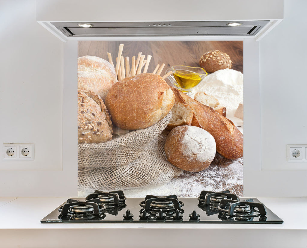 Rustic Bread Selection – Glass Kitchen Backsplash-BacksplashArtworks