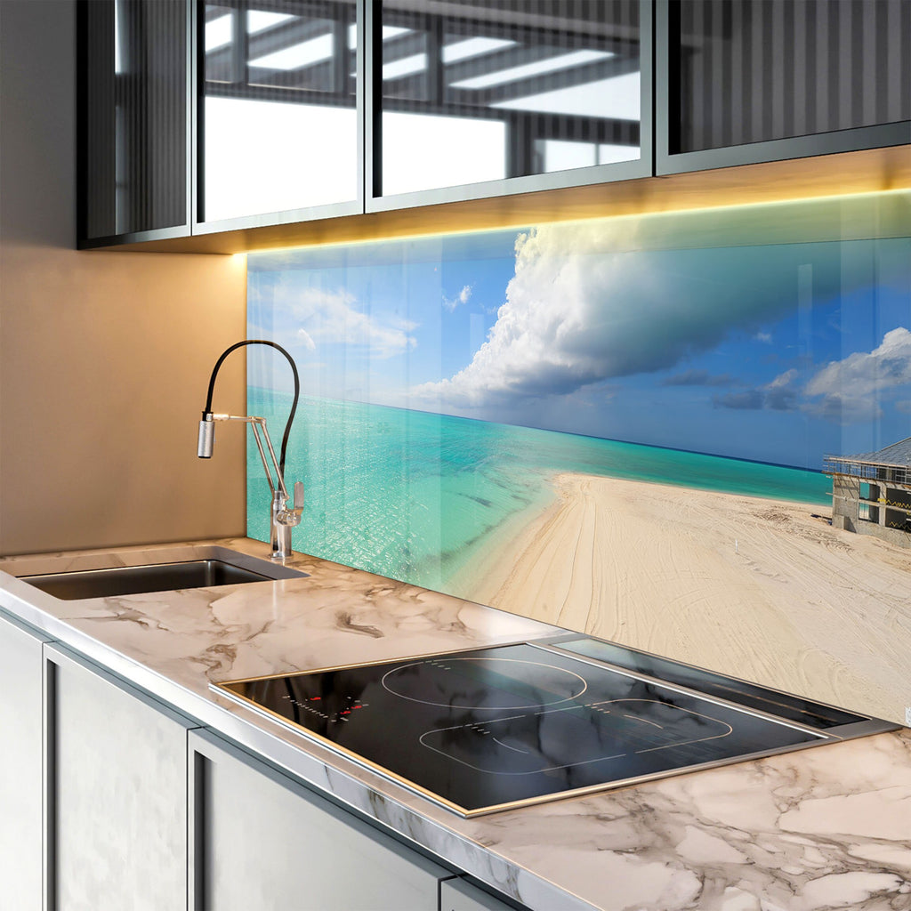 Serene Coastal Beach View Wall Art – Tempered Glass Kitchen Backsplash-BacksplashArtworks