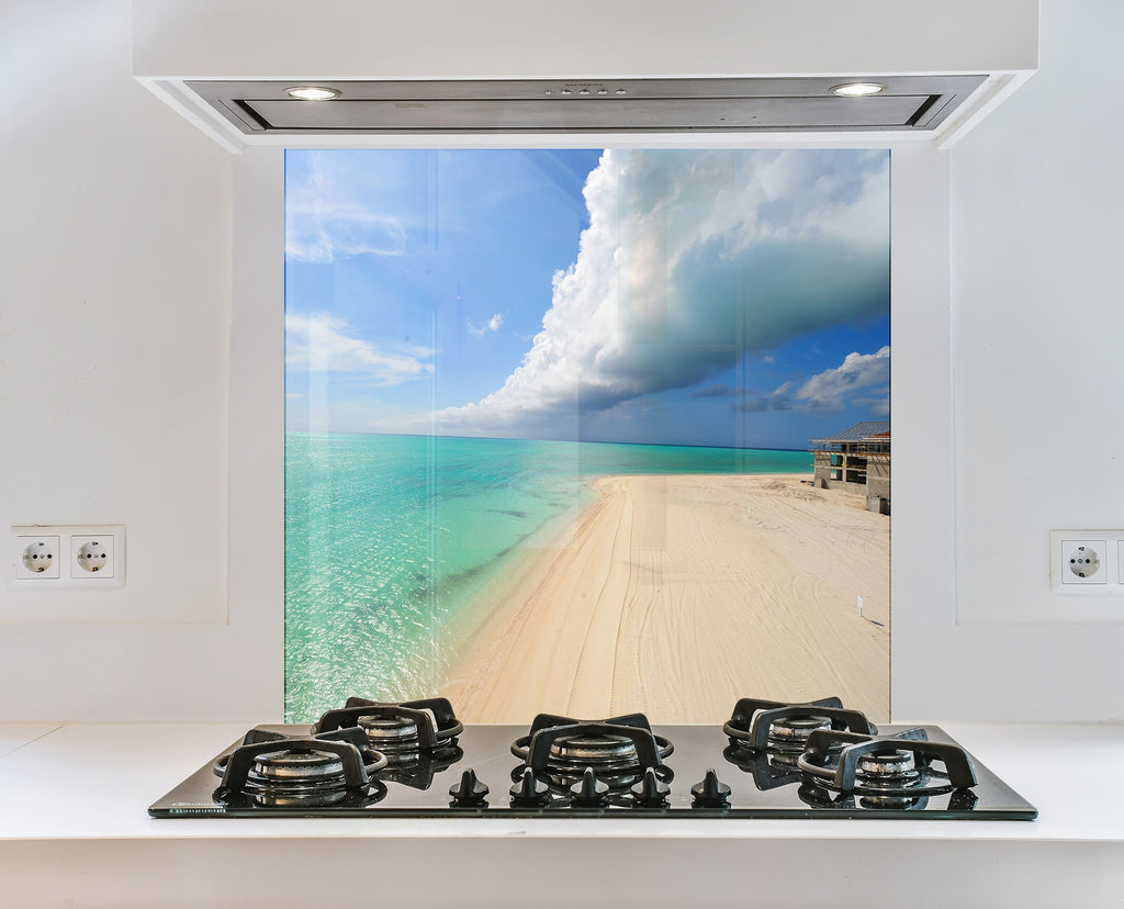 Serene Coastal Beach View Wall Art – Tempered Glass Kitchen Backsplash-BacksplashArtworks