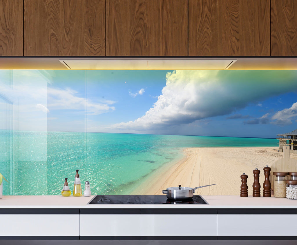 Serene Coastal Beach View Wall Art – Tempered Glass Kitchen Backsplash-BacksplashArtworks