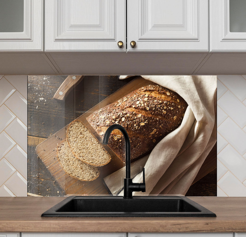 Rustic Whole Grain Bread Wall Art – Tempered Glass Kitchen Backsplash-BacksplashArtworks