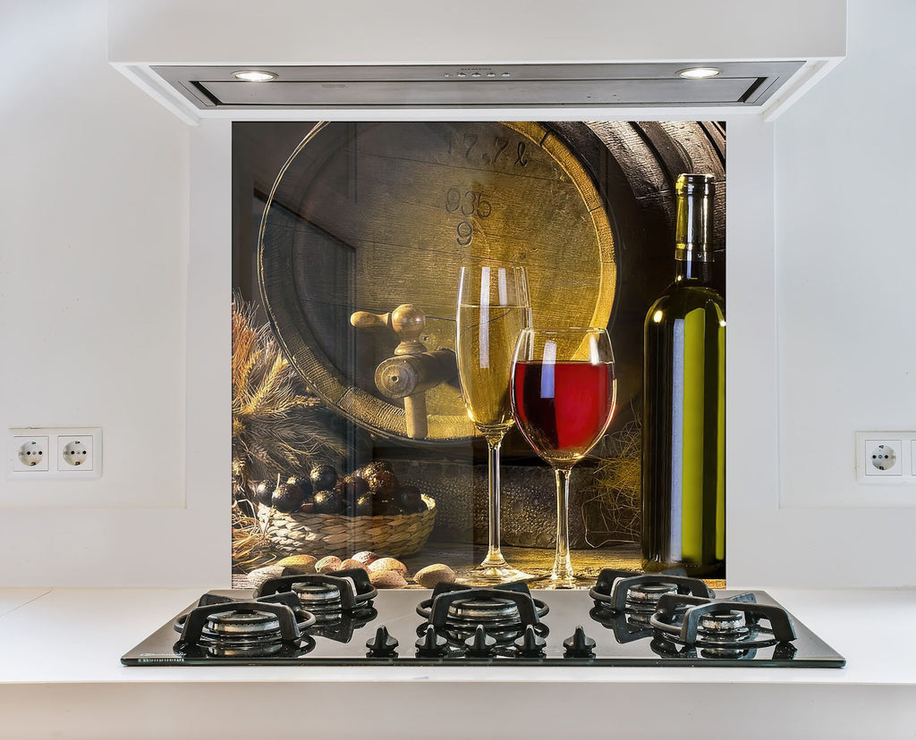 Wine Glasses & Barrel Glass Kitchen Backsplash – Elegant Wine Design-BacksplashArtworks