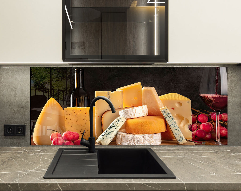 Luxury Cheese & Wine - Glass Kitchen Backsplash-BacksplashArtworks