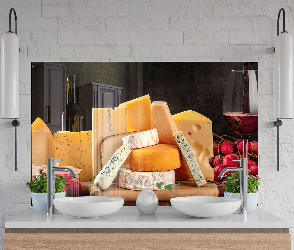 Luxury Cheese & Wine - Glass Kitchen Backsplash-BacksplashArtworks