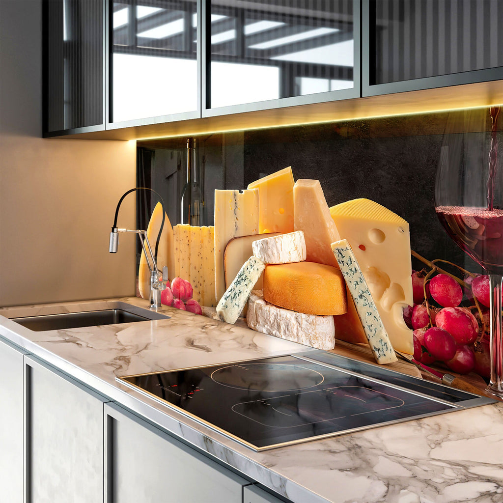 Luxury Cheese & Wine - Glass Kitchen Backsplash-BacksplashArtworks