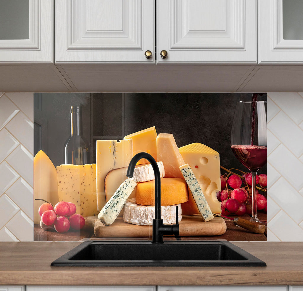 Luxury Cheese & Wine - Glass Kitchen Backsplash-BacksplashArtworks
