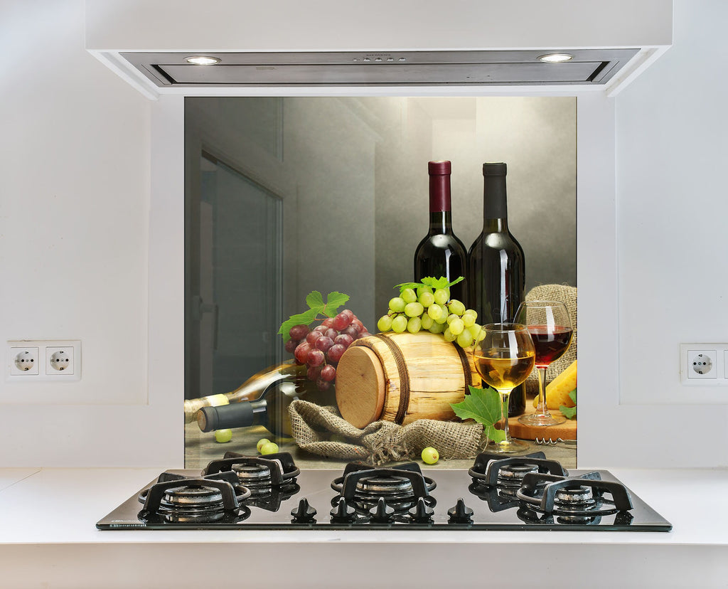 Wine & Cheese Glass Kitchen Backsplash – Wine Barrel Design-BacksplashArtworks
