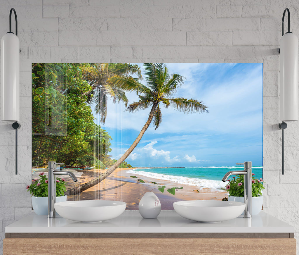 Tropical Beach Escape Wall Art – Tempered Glass Kitchen Backsplash-BacksplashArtworks