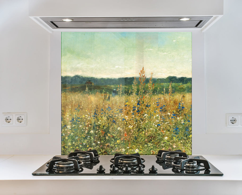 Wildflower Meadow Art - Tempered Glass Kitchen Backsplash-BacksplashArtworks