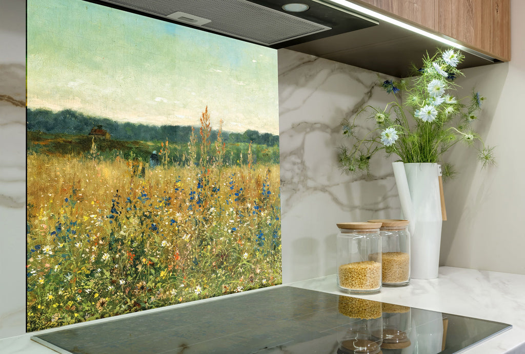 Wildflower Meadow Art - Tempered Glass Kitchen Backsplash-BacksplashArtworks