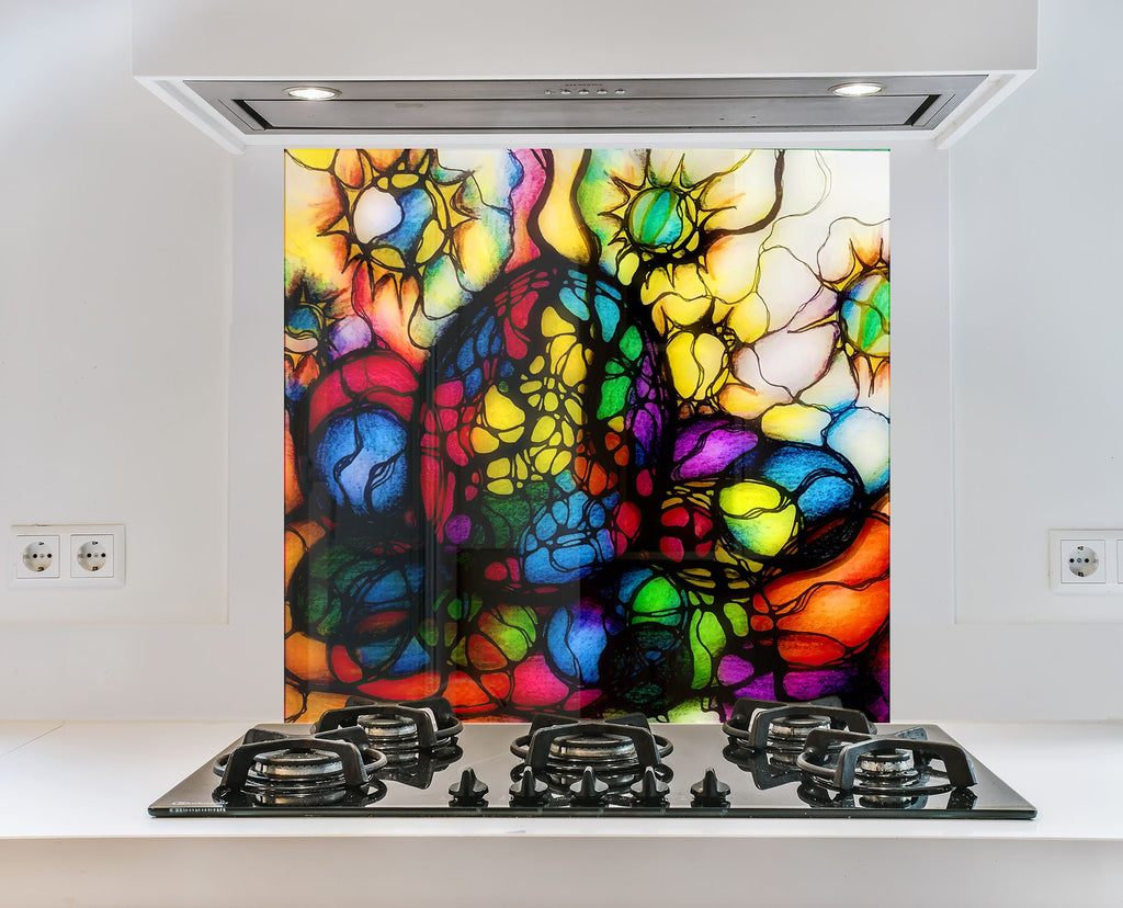 Abstract Stained - Glass Kitchen Backsplash-BacksplashArtworks
