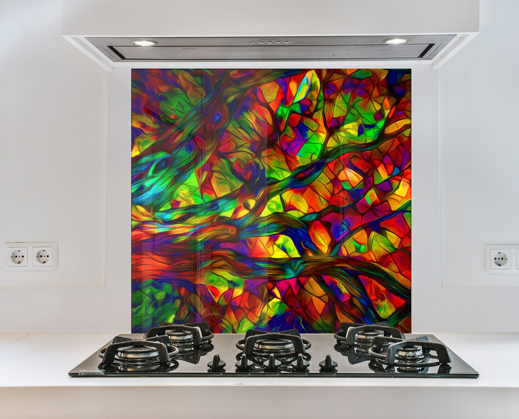Vibrant Stained - Glass Kitchen Backsplash-BacksplashArtworks
