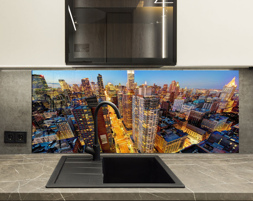 New York City Skyline - Glass Kitchen Backsplash-BacksplashArtworks