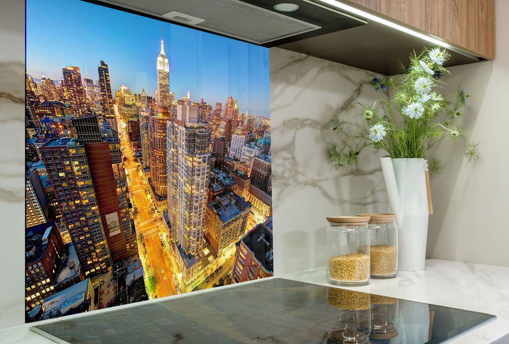 New York City Skyline - Glass Kitchen Backsplash-BacksplashArtworks