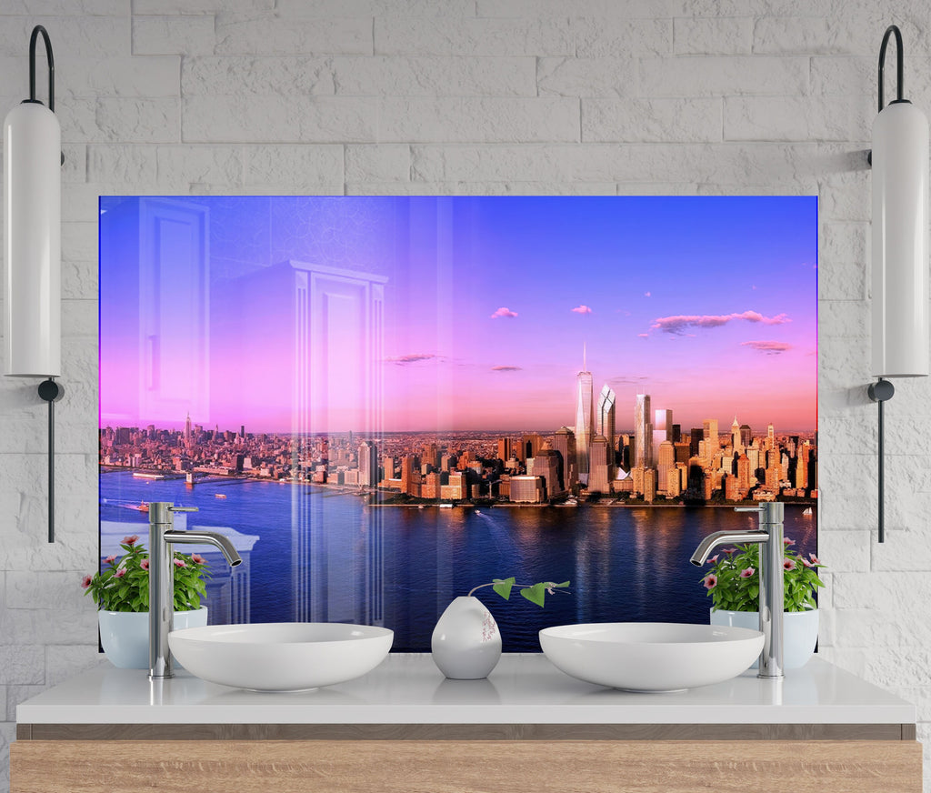 Skyline Sunset Cityscape Wall Art - Tempered Glass Kitchen Backsplash-BacksplashArtworks