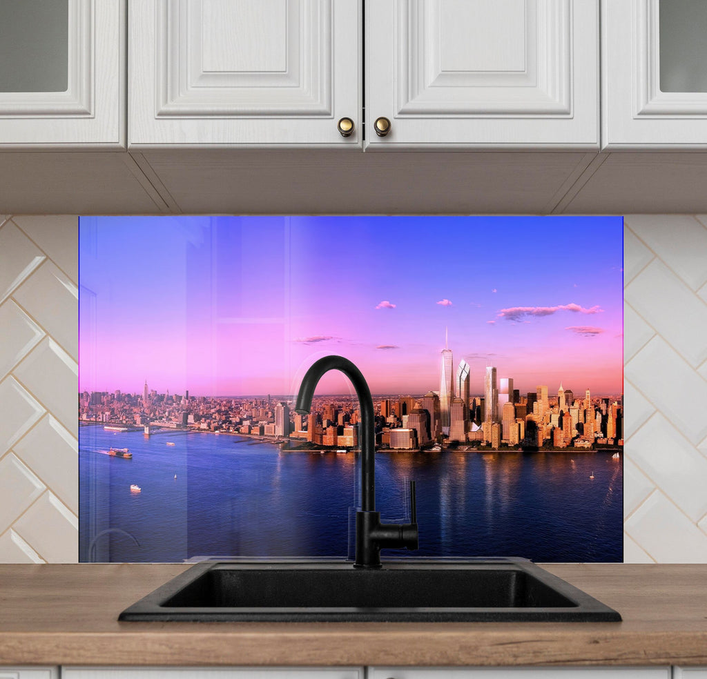 Skyline Sunset Cityscape Wall Art - Tempered Glass Kitchen Backsplash-BacksplashArtworks